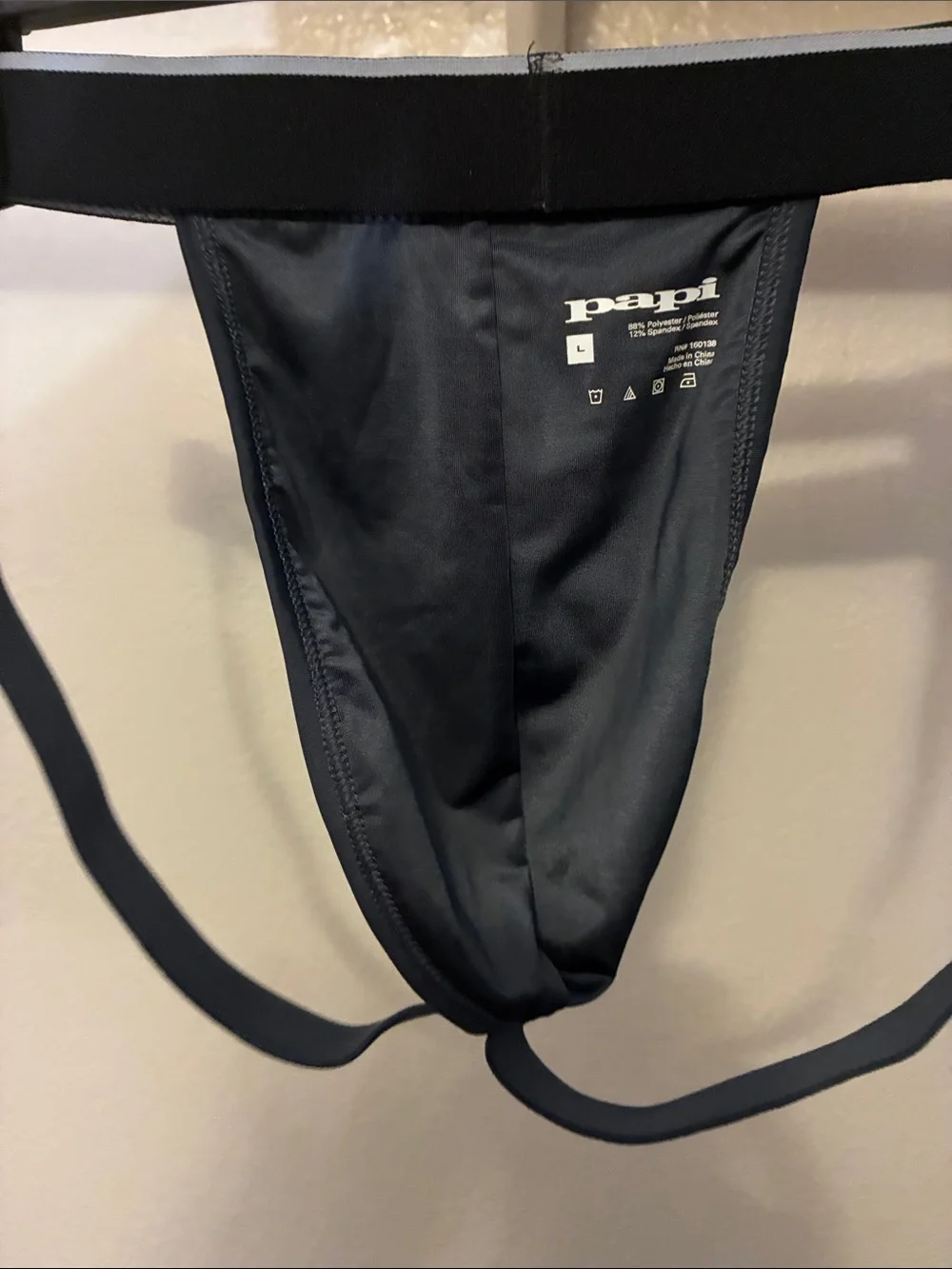 Papi Men's silver Jockstrap with Branded Waistband L
